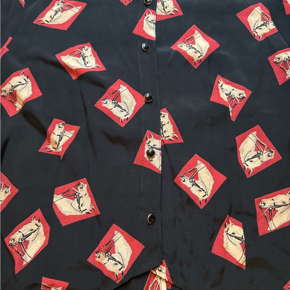 VTG Desert West By Sherry Holt AOP Horse Print Western Blouse Women's M 90’s USA - Picture 2 of 13